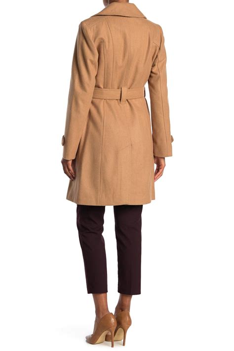 michael kors missy belted wool blend trench coat